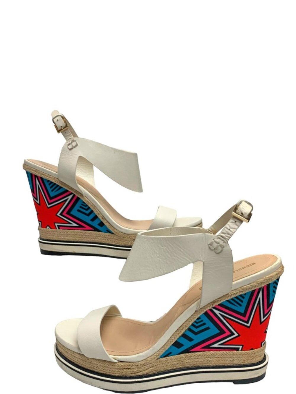 Nicholas Kirkwood Leather Star Print Platform Wedge Sandals